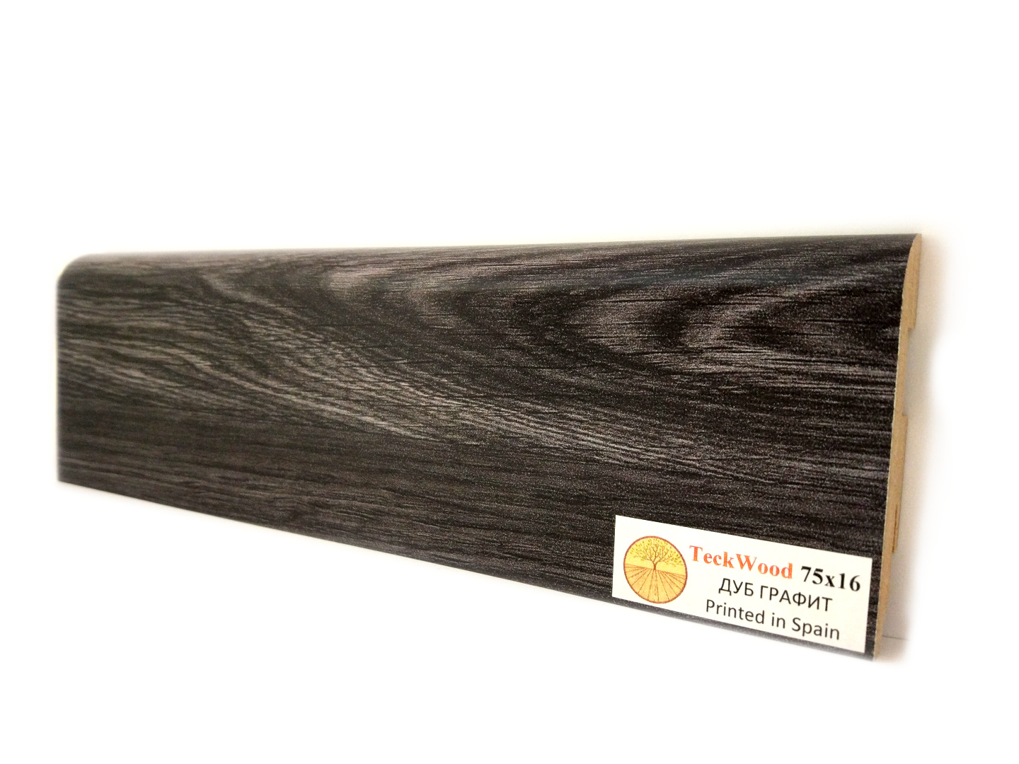 Плинтус МДФ ламинированный TeckWood Дуб Графит 2150×75×16